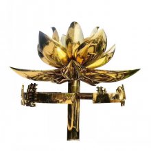 大型水莲花雕塑标识 别墅水莲花雕塑美陈 金属水莲花雕塑制作 欧式风格