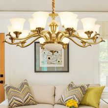 美式吊灯客厅灯全铜现代简约餐厅灯饰简欧卧室灯欧式纯铜灯具