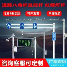 道路监控杆厂家八棱杆卡口加厚T臂镀锌球机摄像机支架十字路口可定制