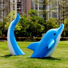 海豚雕塑摆件 玻璃钢仿真卡通动物雕塑 园林景观小区摆件