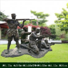 汕头抗战情景主题雕塑 玻璃钢八路军红军人物雕塑摆件