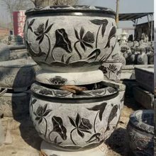 石雕水缸 花盆连年有余石雕鱼缸 石头盆荷花池