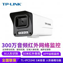 TP-LINK TL-IPC534E-8 高清300万筒型音频AI人形红外网络摄像机