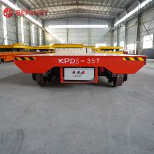 20t车间物料转运用轨道电动平板车 远距离运行低压轨道供电地平车