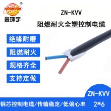 金环宇电缆 kvv控制电缆ZN-KVV 2X6平方 阻燃耐火电线电缆