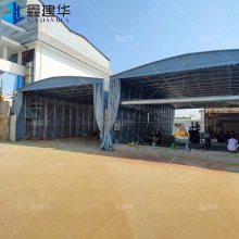 端州户外推扩遮阳透明棚布 推拉式折叠雨棚 双边膜结构车篷供应商