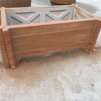 六安仿木纹方形混凝土花箱 仿木坐凳 精美水泥仿木花箱