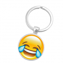 搞怪QQ表情钥匙圈宝石金属钥匙扣时尚玻璃吊坠