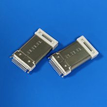 拉伸24P夹板公头 TYPE C 夹板0.8/1.0mm 插头 USB 3.1夹板带接地脚插头 白胶