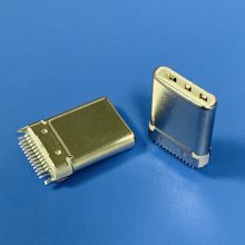 拉伸24P夹板公头 TYPE C 夹板0.8/1.0mm 插头 USB 3.1夹板带接地脚插头 白胶