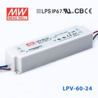 台湾明纬LPV-60-24开关电源60W/24V/2.***塑壳IP67防水LED恒压