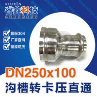 DN250x100不锈钢变径大小头 连接密封不锈钢沟槽管件卡压转换