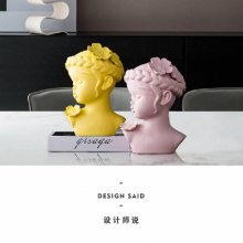 北欧风格创意雕塑摆件桌面 家居装饰陶瓷工艺品人物头像摆件