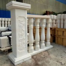 供应石雕栏杆 汉白玉阳台柱欧式浮雕石护栏柱装饰摆件 英翰雕刻工厂