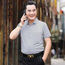 陕西西安老年男人短袖靓仔男装兰州中年纯棉刺绣polo衫