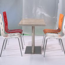 钢木结构四人位餐桌椅曲木板不锈钢餐厅桌快餐店成套椅