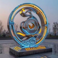 广场不锈钢雕塑 大型摆件 景观小品 金三秒标识制作工厂