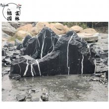 鹤壁黑山石切片定制 黑山石切片草坪点缀假山石