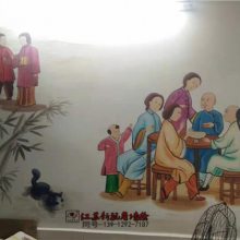 绘画艺术餐馆 南京定制中式画风墙画 饭店中国画墙绘