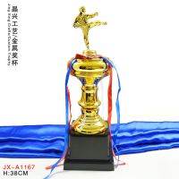 免费刻字 武术比赛小金人合金奖杯订做 跆拳道比赛颁奖奖杯