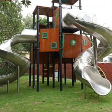 生产游乐场不锈钢滑梯商场高空螺旋组合滑梯厂家设备