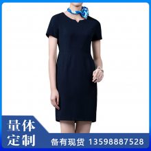 女式夏季时尚连衣裙气质修身显瘦职业装 条纹通勤前台经理工作服 可定制