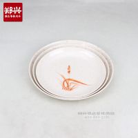 秋草密胺平盘 美耐皿  仿瓷圆形碟 酒店餐饮用品 餐具批发