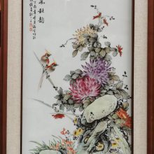 景德镇陶瓷手绘粉彩瓷板画 家居客厅墙面装饰壁画 场所背景瓷板定制