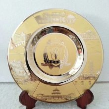 故宫景点纪念奖盘定制，办公家居黄铜摆件直销，周年纪念日定做纪念品