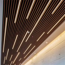 广州豪顶 仿木纹铝方通吊顶铝镁合金方通U型槽吊顶木纹铝方管格栅吊顶定制