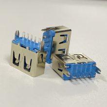 AF 5P直插快充插座 10.0 立式直插***快充母座 USB 5P 180°插板快充*** 蓝色胶芯