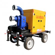 品路来 30kW移动柴油自吸水泵机组 300方 14米自吸式四轮拖车水泵机组