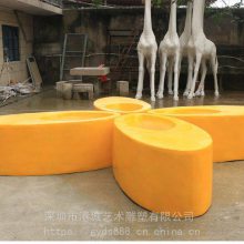 现代小区学校广场玻璃钢坐凳花盆组合休闲椅园林美陈雕塑