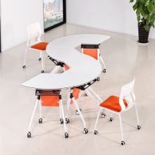 现代时尚钢木折叠桌椅 翻板折叠桌 组合桌 6边形学习桌 厂家直供