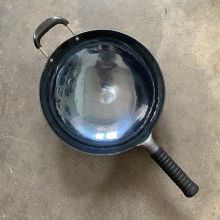 山东手打熟铁锅章丘烤蓝铁锅家用尖底炒锅