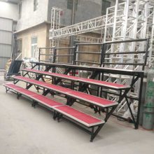 铁架折叠合唱台 三层带轮铁制 学校 合唱团专用站台