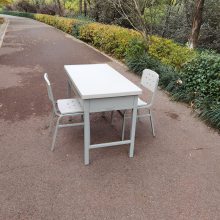 120静音滑轨办公桌 制式三抽屉写字桌 米白色家用小书桌