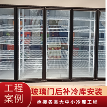 天津保鲜冷藏库 水果超市陈列冷库 牛奶展示冷藏柜 风幕柜安装