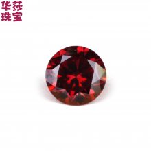 华莎出品高品质圆形美国镀色红莫桑石1ct珠宝工艺品
