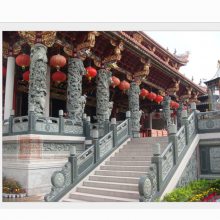 寺院大殿青石石雕龙柱 福建双龙柱石雕 厂家供应