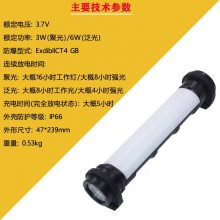fw6602多功能LED棒管灯3.7V防爆手持检修磁力灯红蓝交替闪烁警示灯