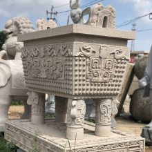 惠安厂家批发石雕香炉雕塑寺庙香炉青石香炉宝鼎雕刻圆鼎方鼎