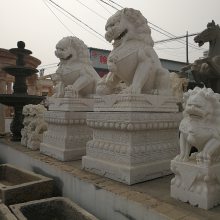 公司门口石狮摆件 大门口摆件狮子 传统中式石材狮子