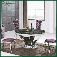 家用大理石餐桌椅 不锈钢餐桌椅 不锈钢饭桌圆桌一件代发 桌子