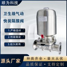 卫生级不锈钢316L气动快装卡盘式隔膜阀生物制药双膜片单作用阀门