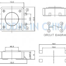 轻触开关 尺寸: 12.0mm*12.0mm*4.3mm