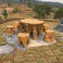 制作水泥桌凳圆形 水泥仿木树桩茶几 混凝土桌椅坐凳子