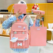 春夏新款可爱蝴蝶结少女双肩包韩版卡通兔耳朵大容量小学生书包