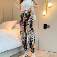 便宜地?cái)偙┙z束腳褲 寬松抽繩防蚊褲 高腰燈籠褲 大碼媽媽褲