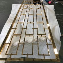不锈钢屏风隔断现代酒店简约玫瑰金拉丝玄关金属镂空花格订制
